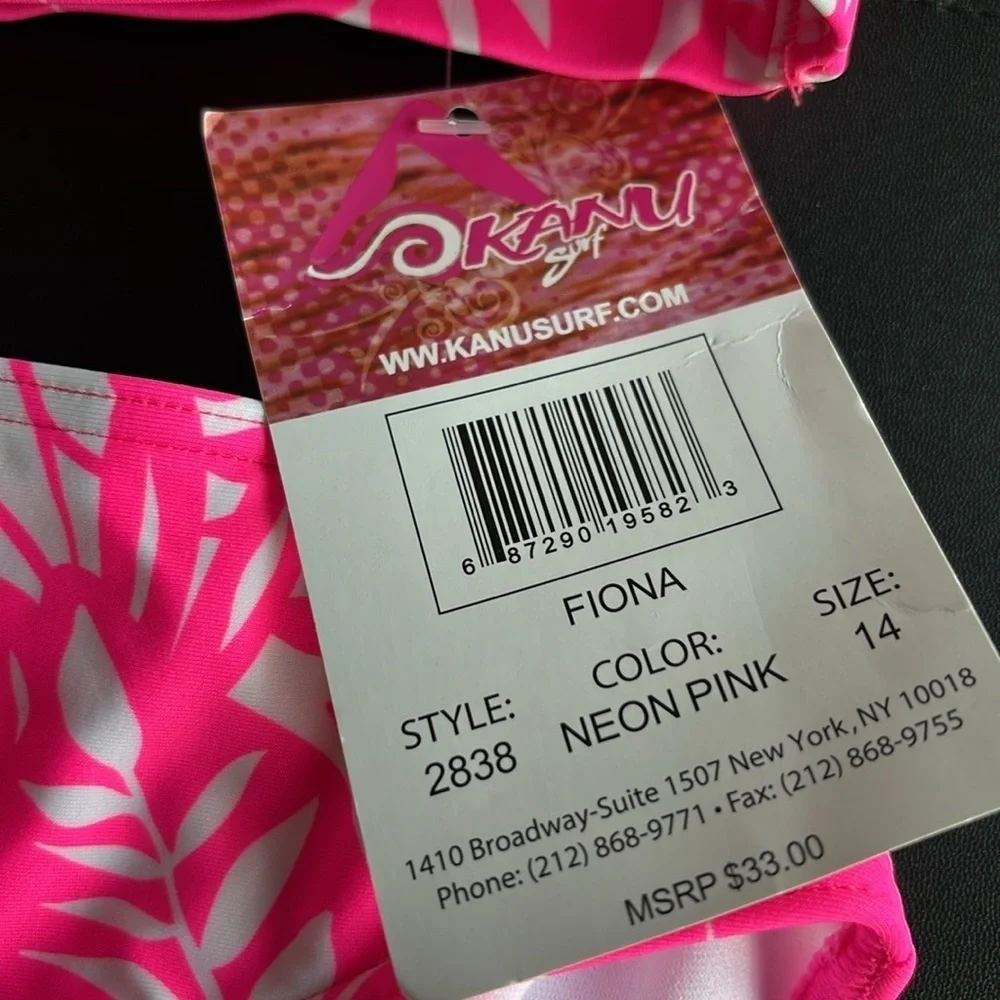 Kanu Surf UPF 50+ Fiona 2 piece adjustable strap,removable pads neon pink floral